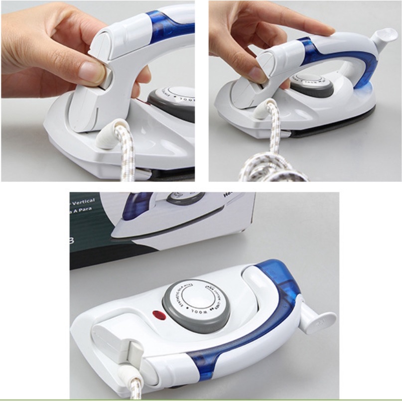 Bàn là ủi mini hơi nước Travel Iron HT258B gấp gọn cầm tay du lịch tiện lợi - T2K Max