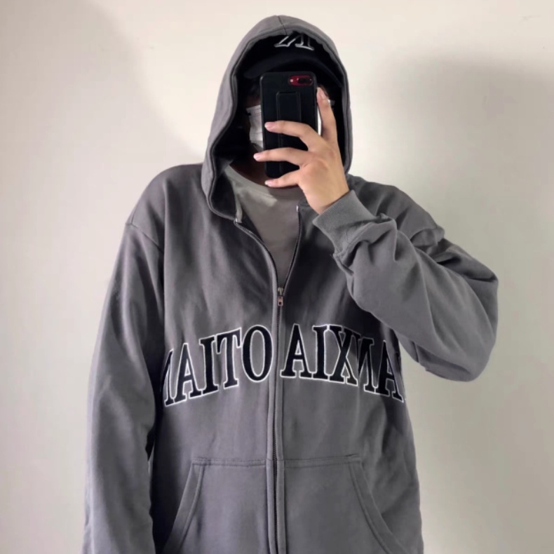 Áo Hoodie Tay Dài Dáng Rộng Thêu Chữ Phong Cách Hàn Quốc Thời Trang Cho Nam Và Nữ