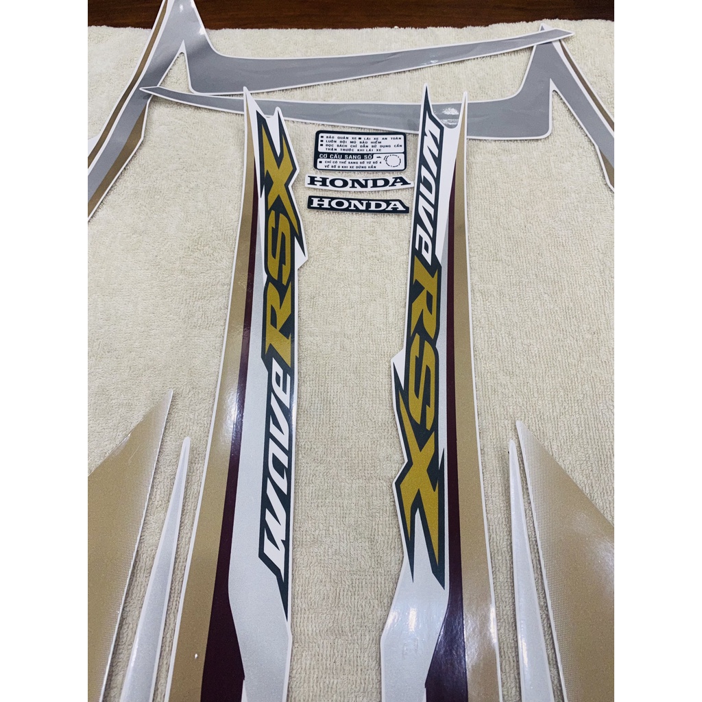 Bộ tem 3 lớp decal dán xe máy honda wave rsx 110 đời 2014 màu đồng zin thái siêu đẹp