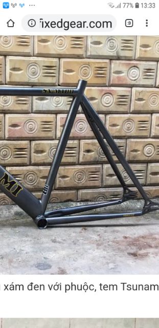 khung và phuộc xe đạp fixed gear tsunami màu xám đen