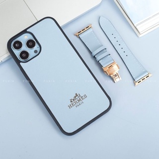 Ốp da thủ công viền đen khắc chữ Swift Xanh siera cho IPhone 14/14Plus/14Pro/14Promax/13/13Pro/13Promax/12promax ODTC161