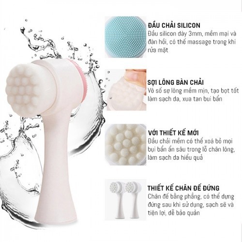 Cọ rửa mặt 2 đầu lông và silicon giúp làm sạch da sâu ngăn mụn , lão hóa , nếp nhăn Cosmetic999