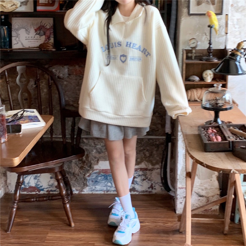 【Guimi】Áo sweater tay dài dáng rộng màu sắc trẻ trung phong cách Hàn Quốc cho bạn gái | BigBuy360 - bigbuy360.vn