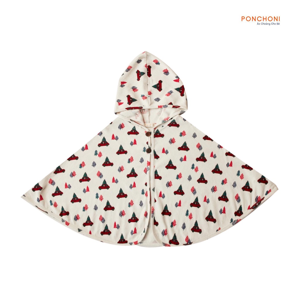 Áo choàng Ponchoni - Họa tiết Trắng cây thông