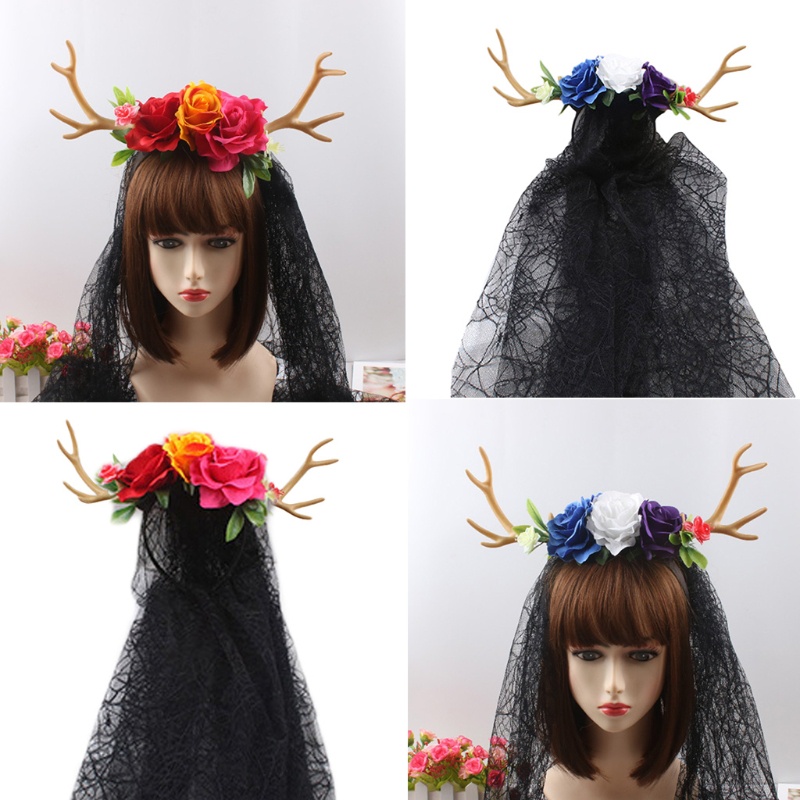 Băng Đô Cài Tóc Phối Ren Hoa Hồng Thời Trang Cho Nữ