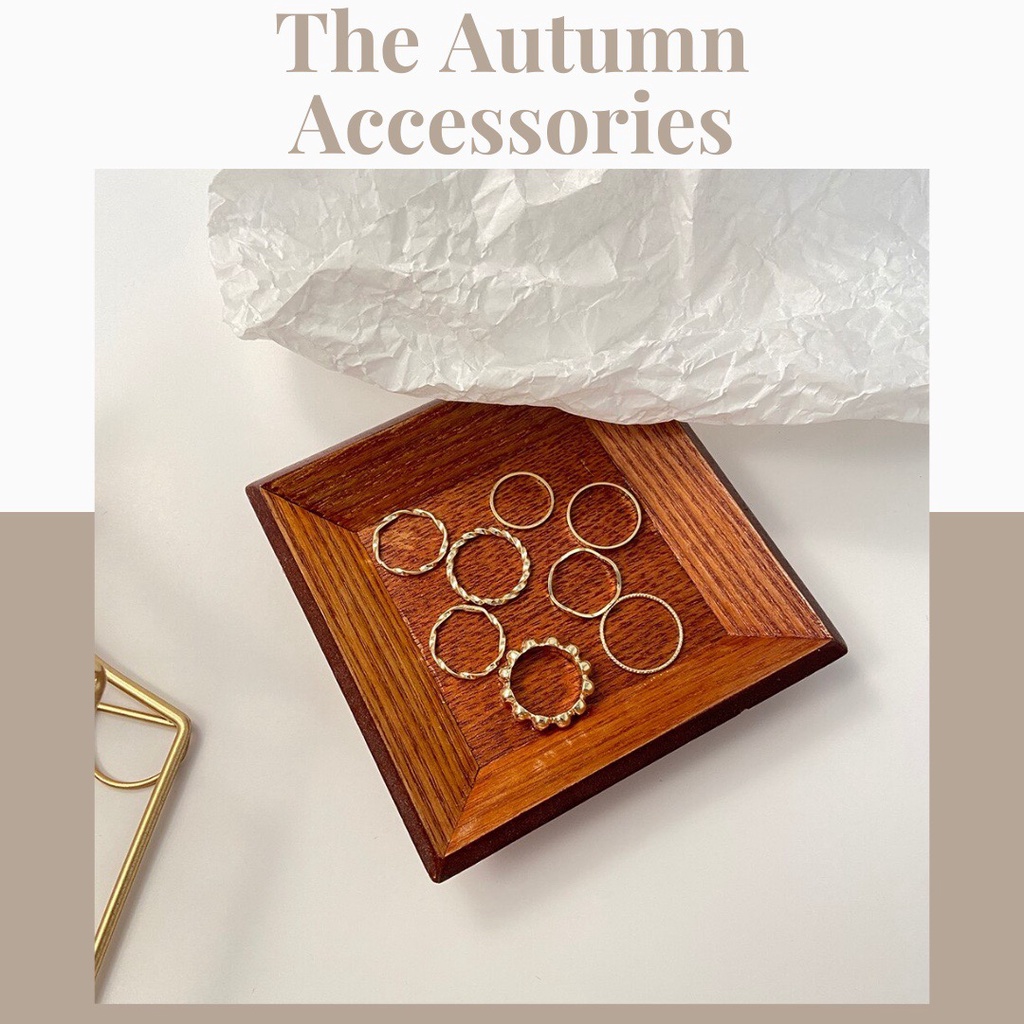 Set 7 nhẫn đơn giản mạ vàng, bạc The Autumn Accessories - NT04