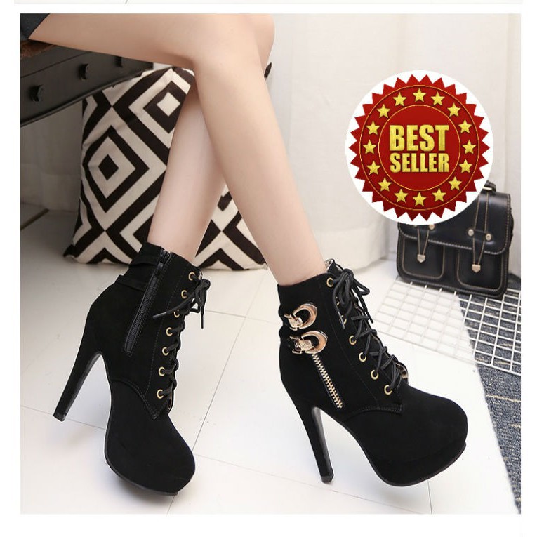 Giày Bốt Nữ chất liệu da Pu cao cấp, Boot nữ khoá kéo, lót nỉ êm Thời Trang Nữ Cá Tính