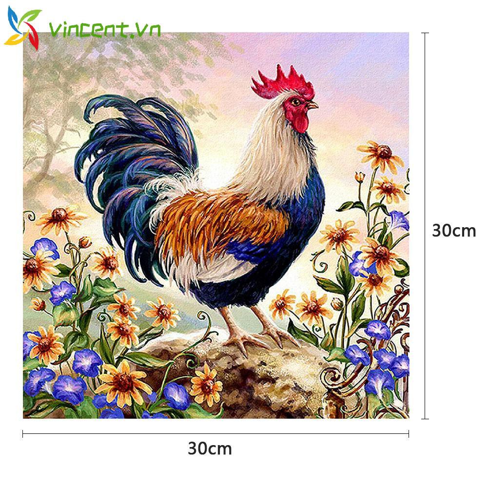 Bộ tranh đính đá 5D tự làm hình con gà ấn tượng