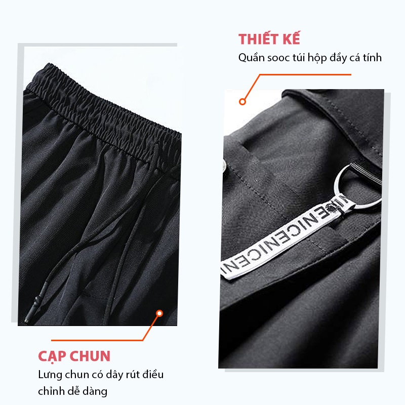Quần short nam kaki TFUN mã "KC-Y" dáng lửng túi hộp có chun mùa hè thu phong cách thể thao tập gym cao cấp
