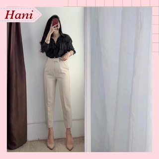 Quần baggy đai vạt lệch quần tây cạp cao kèm đai công sở, học sinh cho nữ