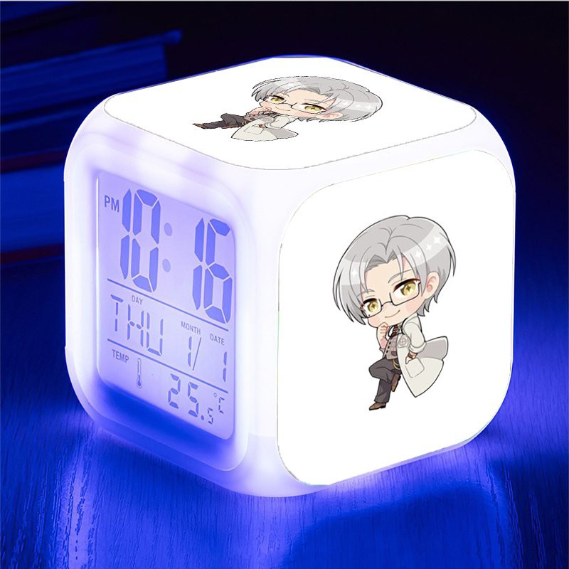 Đồng hồ báo thức để bàn in hình PLAY TOGETHER game anime chibi đèn LED đổi màu