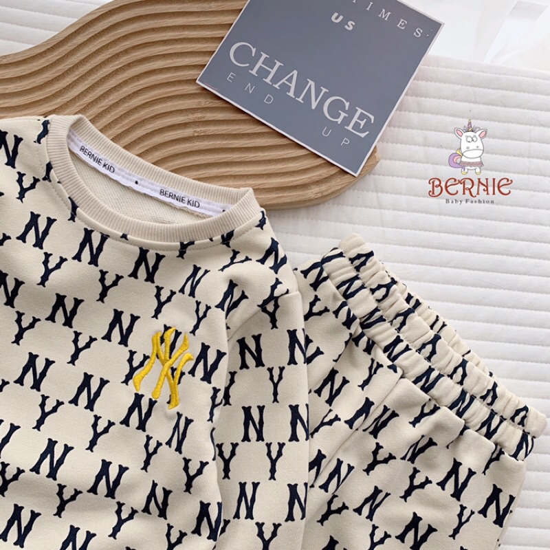 Bộ da cá dài tay cao cấp NY cho bé trai bé gái mặc thu đông cực cá tính