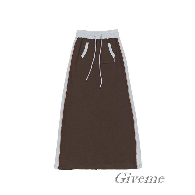 Chân Váy Dài Chữ A Lưng Thun Phối Túi Màu Sắc Tương Phản Phong Cách Cổ Điển Dành Cho Nữ