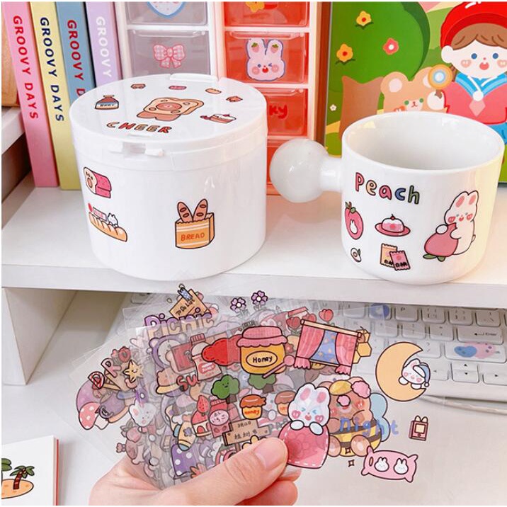 Ohaya Set 20 Tờ Giấy Dán Trang Trí Sổ Tay Họa Tiết Hoạt Hình Dễ Thương