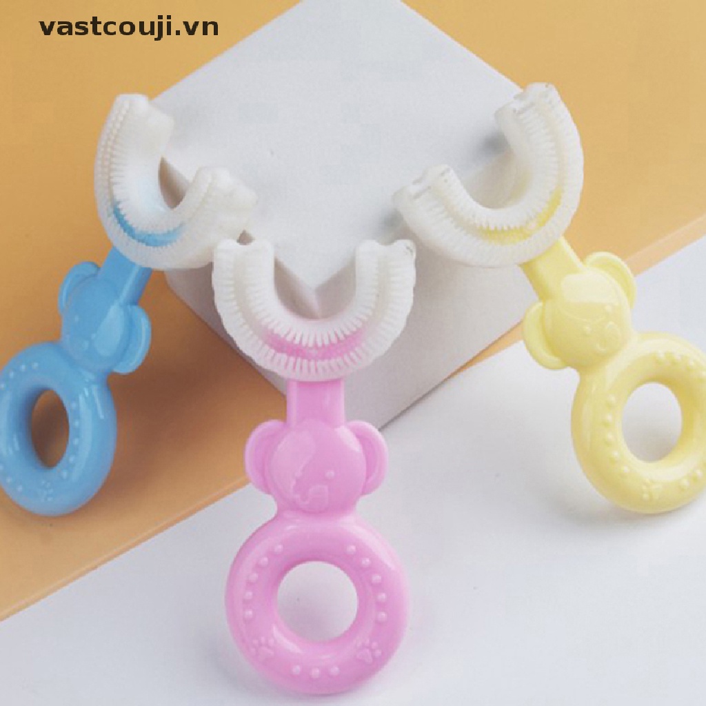 Bàn Chải Đánh Răng Silicone Xoay 360 Độ Hình Chữ U Cho Bé° Lau sạch mới