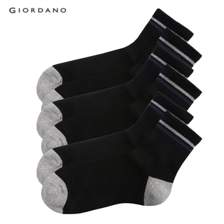 Bộ 3 đôi vớ GIORDANO cổ cao họa tiết kẻ sọc thời trang cho nam01152611