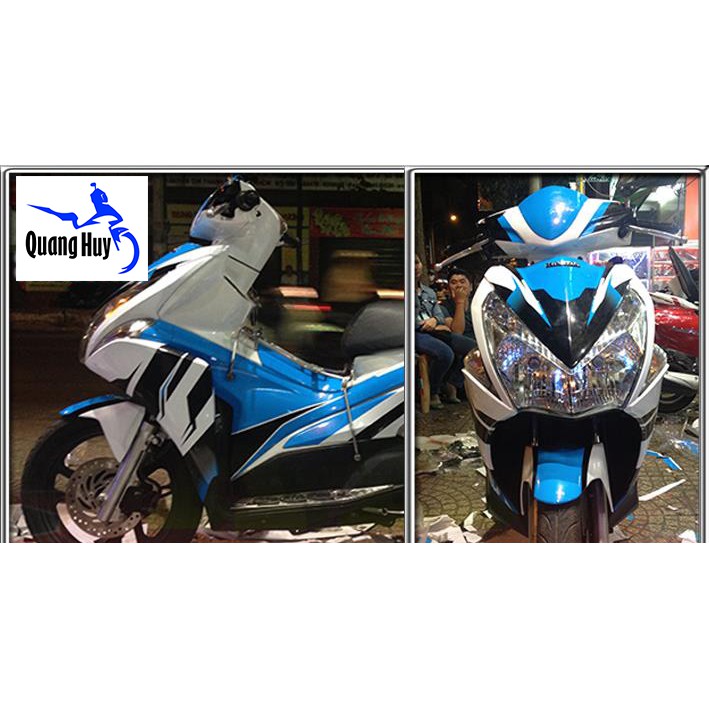 Tem trùm air blade xanh trắng đời 2011, độ team trùm ab dán phủ dàn áo xe xanh trắng rẻ đẹp