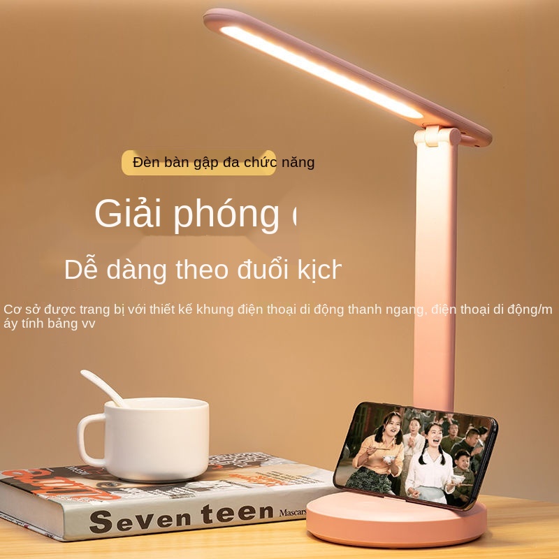 Đèn bàn LED bảo vệ mắt ánh sáng học tập cô gái trái tim ngủ sinh viên ký túc xá có thể sạc lại được đọc sách đầu giường