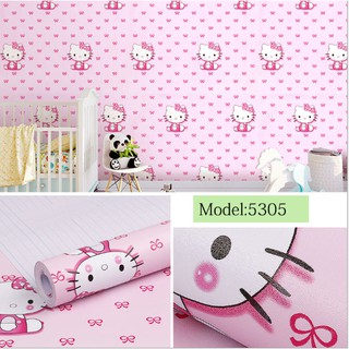 [mua3giam5k] Cuộn 10m giấy dán tường mèo kitty 03
