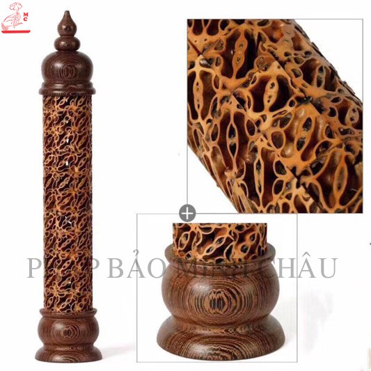 LƯ XÔNG GỖ TRỤ 33CM - NÂU