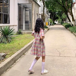 Váy kẻ hồng Ulzzang ( ORDER )