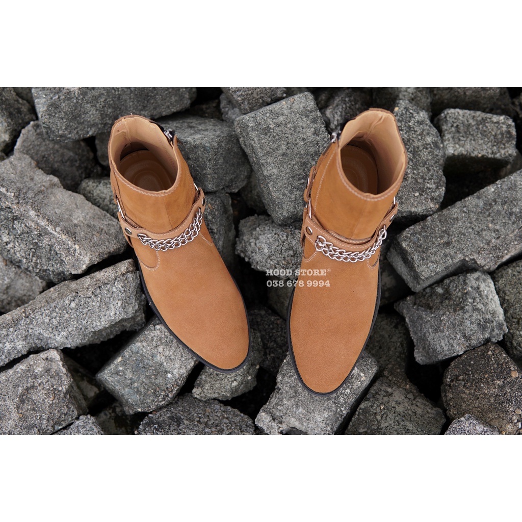 Giày Harness Boot da lộn NÂU - Đế cao su đuc nguyên khối - Bảo hành 12 tháng Hood HoodVN | BigBuy360 - bigbuy360.vn