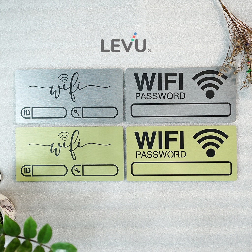 Bảng Wifi decor ghi thông tin wifi bằng nhôm alu cao cấp dán tường trang trí Sbtech 12x24cm