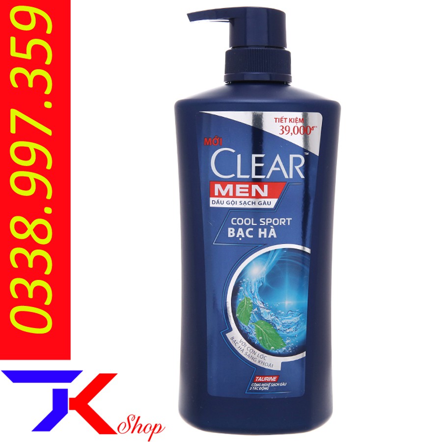 Dầu gội sạch gàu Clear Men Cool Sport bạc hà 631ml