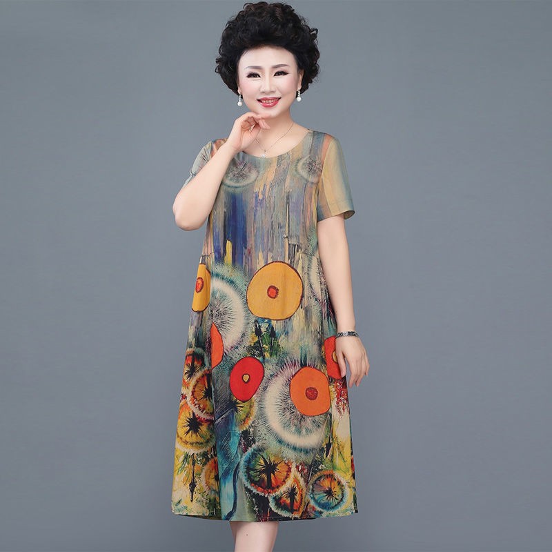 váy mẹ kiểu tây đầm nữ trung niên mùa hè 2021 mới 40 tuổi và người già cỡ lớn niên- length style
