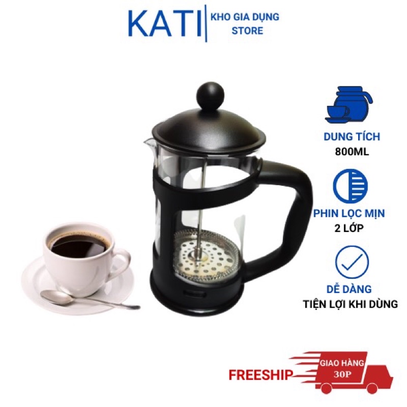 Bình pha cà phê Pháp Lock&amp;Lock French Press bình pha trà dung tích 800ml LLG018