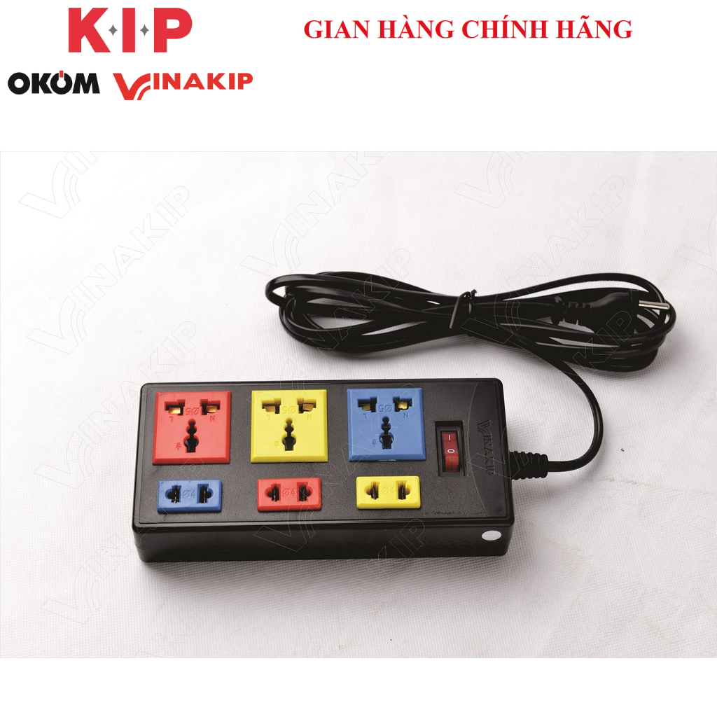 Ổ cắm VINAKIP 6 ngả liền dây N33/K2 , 7 ngả liền dây N34 3mét 5 mét