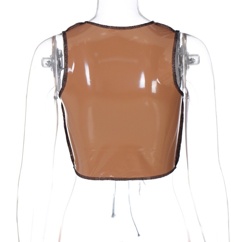 Áo Khoác Da Pu Không Tay Thắt Nơ Phong Cách Đường Phố Gợi Cảm Cho Nữ | BigBuy360 - bigbuy360.vn