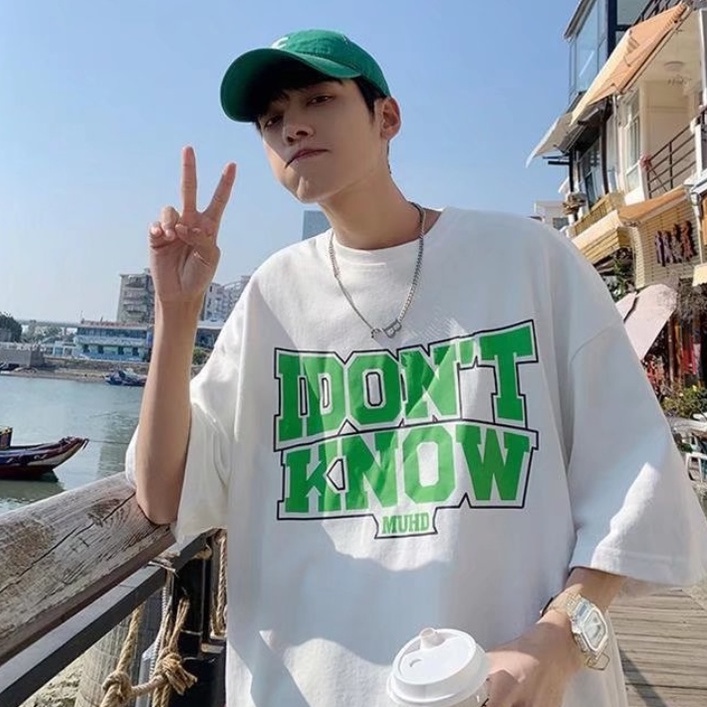 Áo Thun Tay Ngắn In Chữ Thời Trang Dành Cho Nam Áo Phông Nửa Tay đơn Giản Màu Xanh Lá Cây