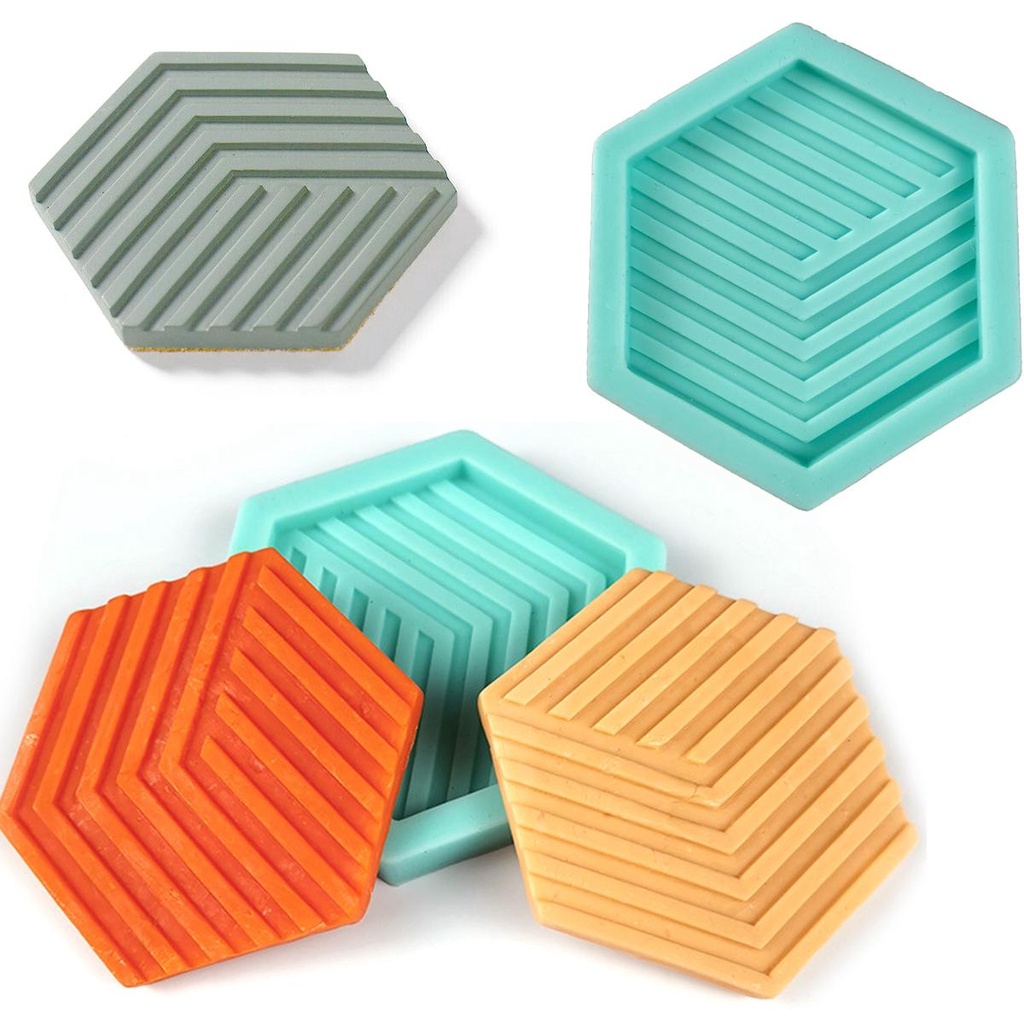 Khuôn Silicone Làm Đất Sét Hình Lục Giác DIY