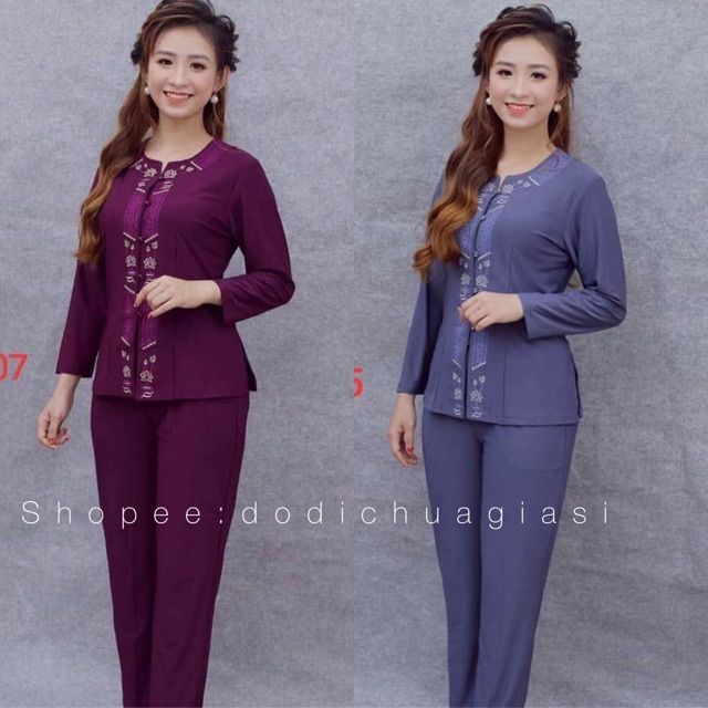 Đồ Lam Đi Chùa # Thun Khoá Lắc Sen # Đồ Bộ # Quần Áo Nữ
