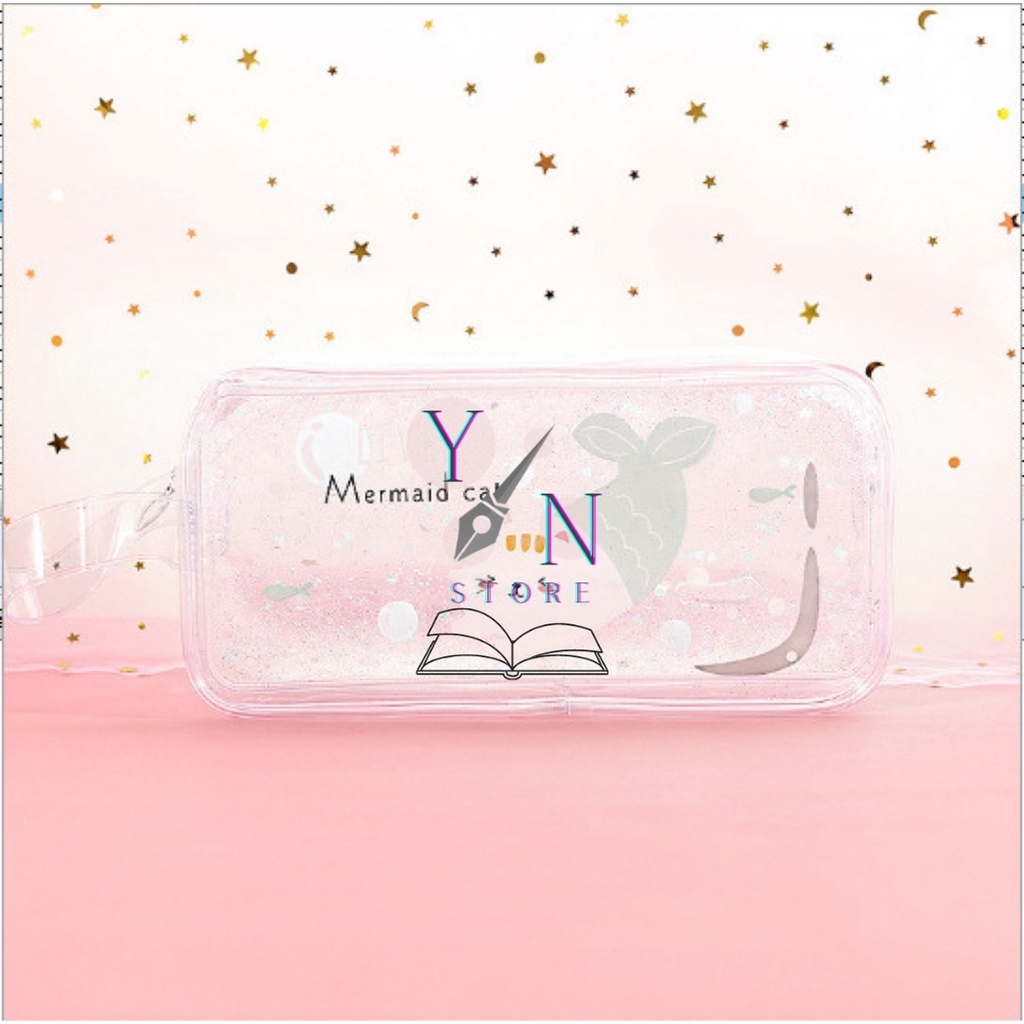 Hộp Bút Trong Suốt Nhựa PVC Chống Nước Cát Nhũ Siêu Xinh