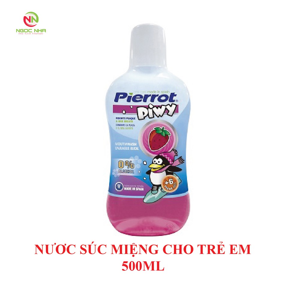 Nước súc miệng làm sạch mảng bám, ngăn ngừa sâu răng cho trẻ em, hương dâu tây Pierrot 500ML/ Tây Ban Nha