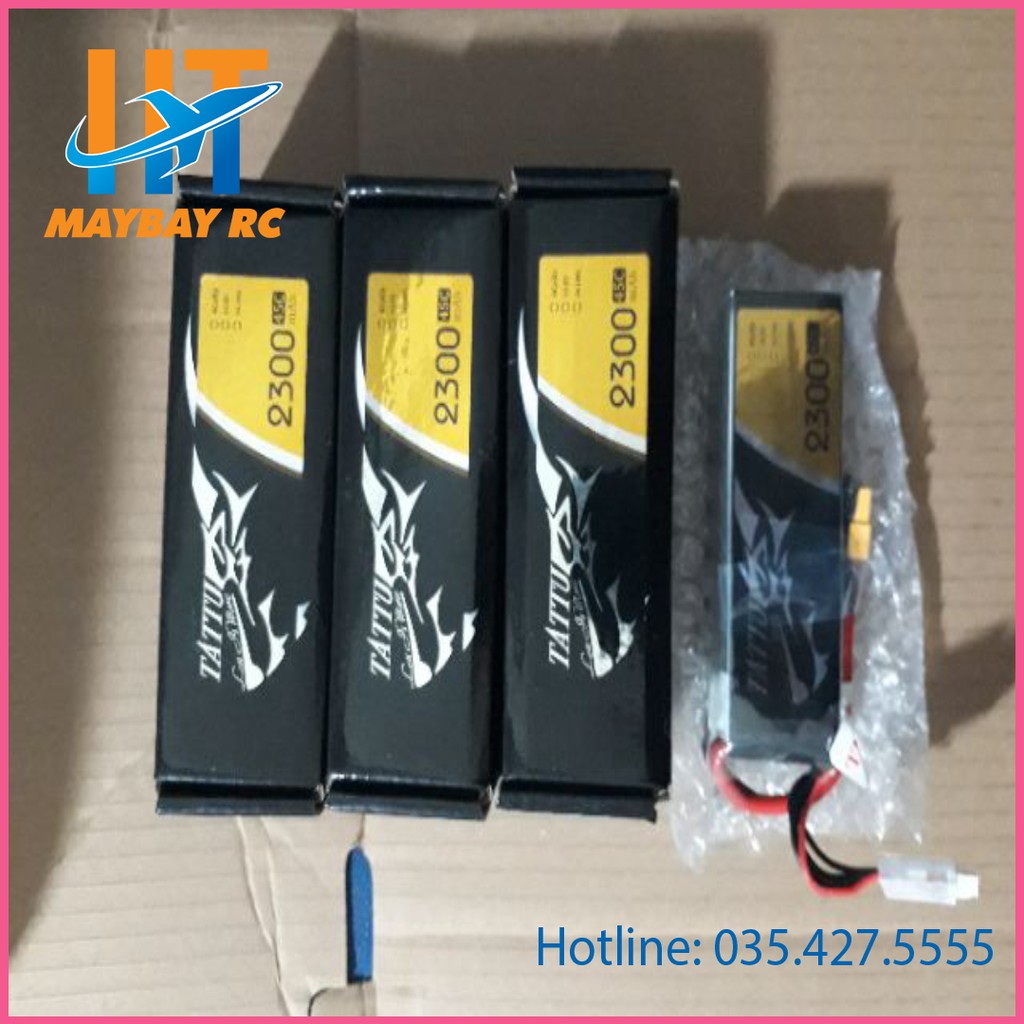 Pin máy bay mô hình Tattu 4s 2300mAh 45C jack XT60