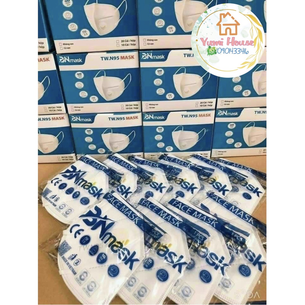 Khẩu Trang N95 Có Van  HM95 5 Lớp Chống Bụi Mịn PM2.5 Ôm Sát Có kẹp Kim Loại Chắc Chắn Ở Sống Mũi