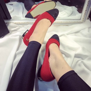Sale sz 35 giày da lộn sần đỏ hàng qc