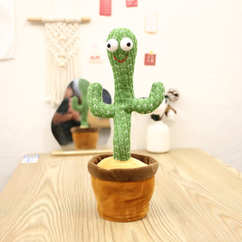 Giá thấp nhất♗Nhà máy nhảy múa điện 32cm vui nhộn Cactus đồ chơi nhồi bông sang trọng có nhạc cho trẻ em Quà tặng trang