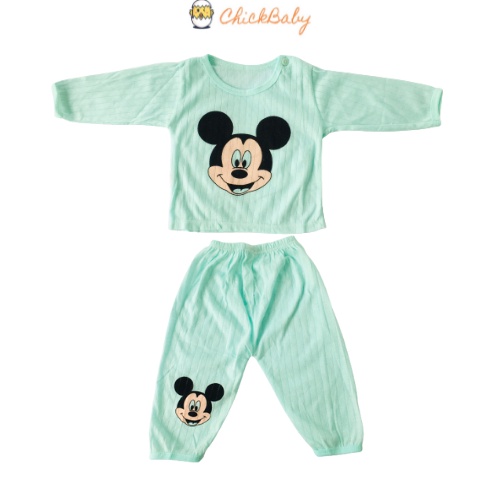 Bộ đồ ngủ dài tay sơ sinh cotton giấy (Size: 3kg-15kg) mùa hè cài cúc vai cho bé dưới 1 tuổi - ChickBabyShop