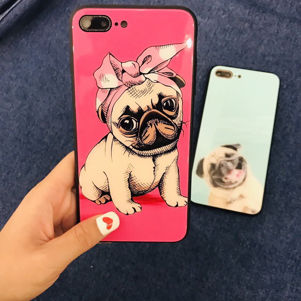 Ốp lưng iphone - Ốp kính CÚN PUG dành cho iphone 6 đến 14promax - k245