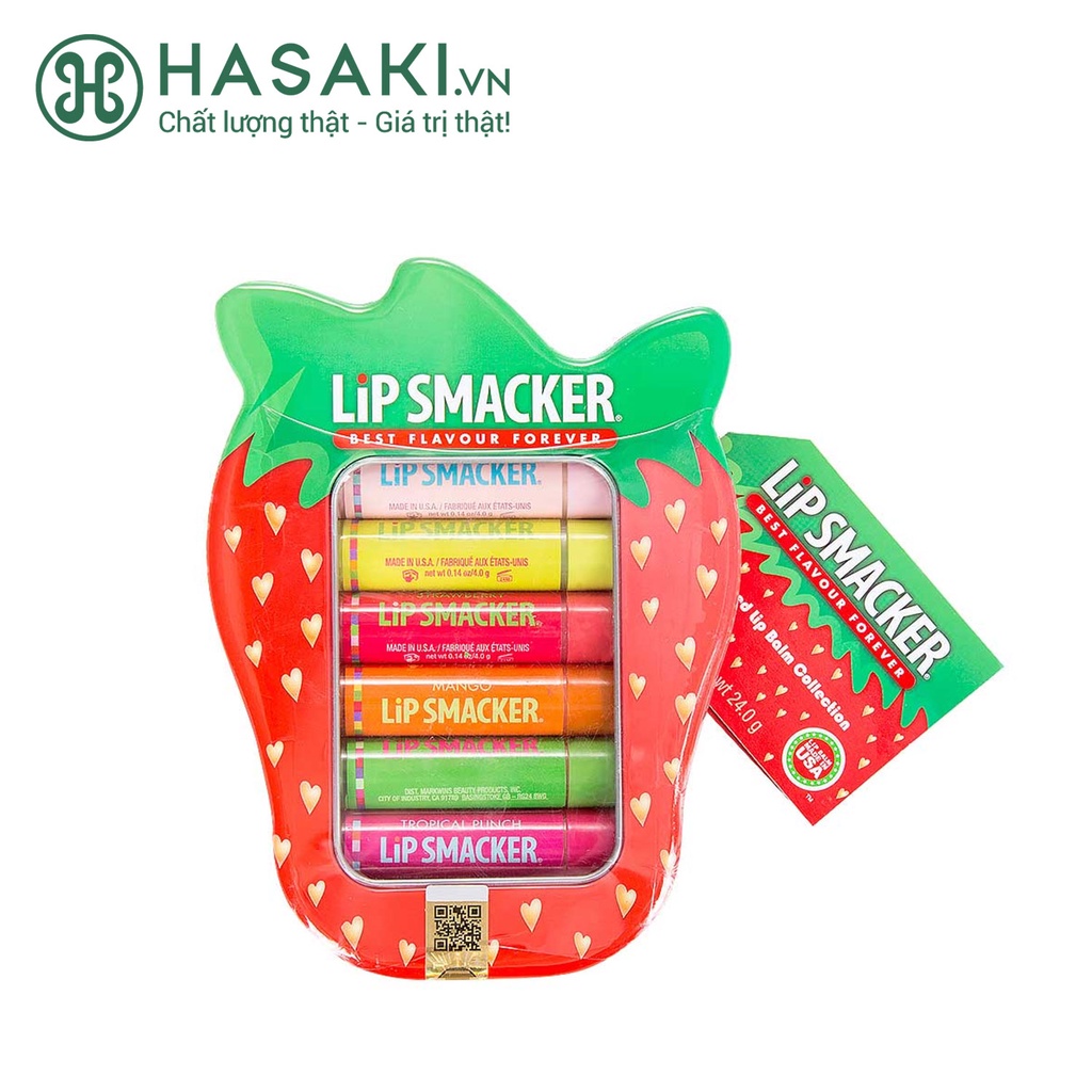 Set Son Dưỡng Lip Smacker Trái Cây Vị Truyền Thống Set Flavoured Lip Balm (6 Pieces) - Fruity Strawberry 6x4g