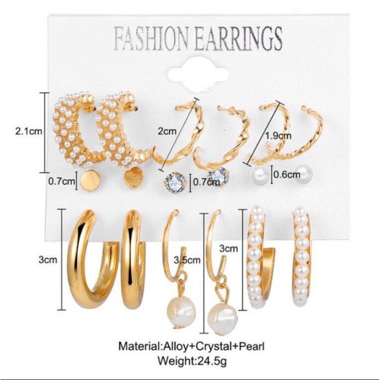 Set 40 Khuyên Tai Tròn Đính Đá Thời Trang Cho Nữ
