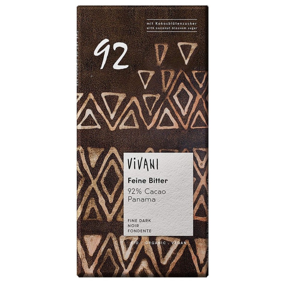 Kẹo socola hữu cơ 92% cacao 80g - Vivani