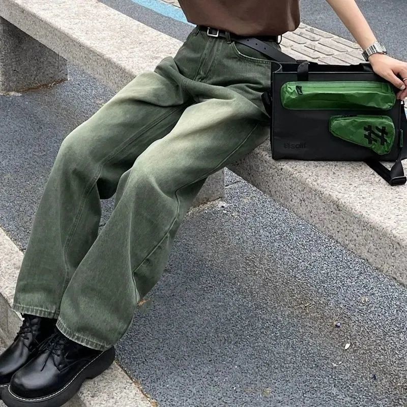 ☞✠✻Quần Jean Dài Ống Rộng Dáng Suông Màu Gradient Phong Cách Đường Phố Thời Trang Mùa Hè Cho Nữ