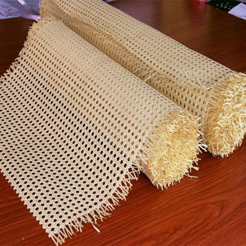 Lưới mây mắt cáo đan bằng sợi nhựa khổ 50 mầu vàng hàng chuẩn đẹp xuất khẩu
