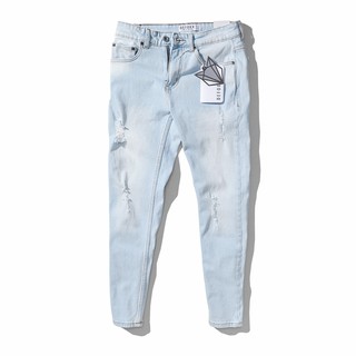 Quần jean nam, quần bò nam cao cấp slimfit DEFOXX xanh rách 20923 foxxmen