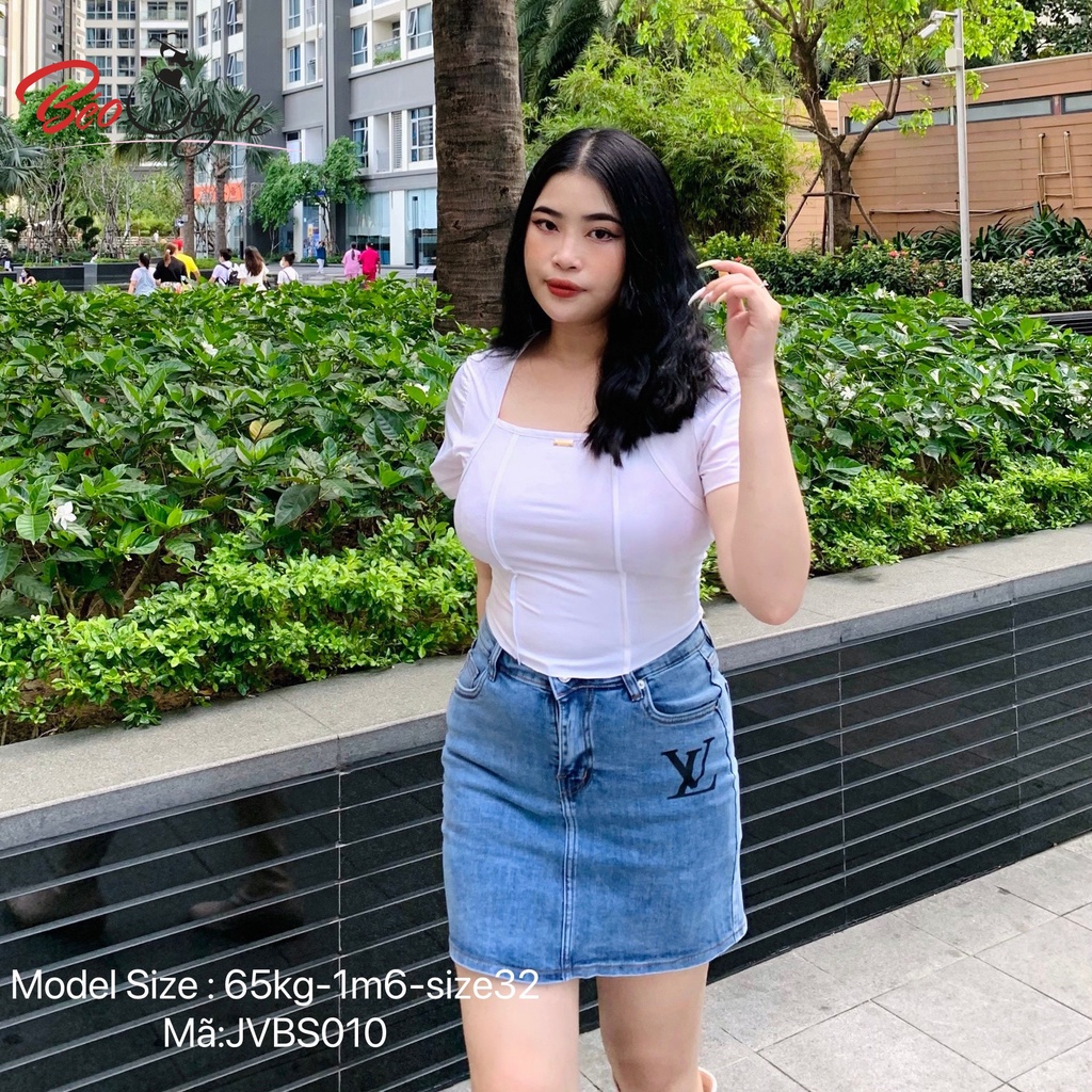 Chân váy jean BIGSIZE co giãn tốt ( có lót quần) cho nàng béo từ 50 - 85kg JVBS010 | BigBuy360 - bigbuy360.vn